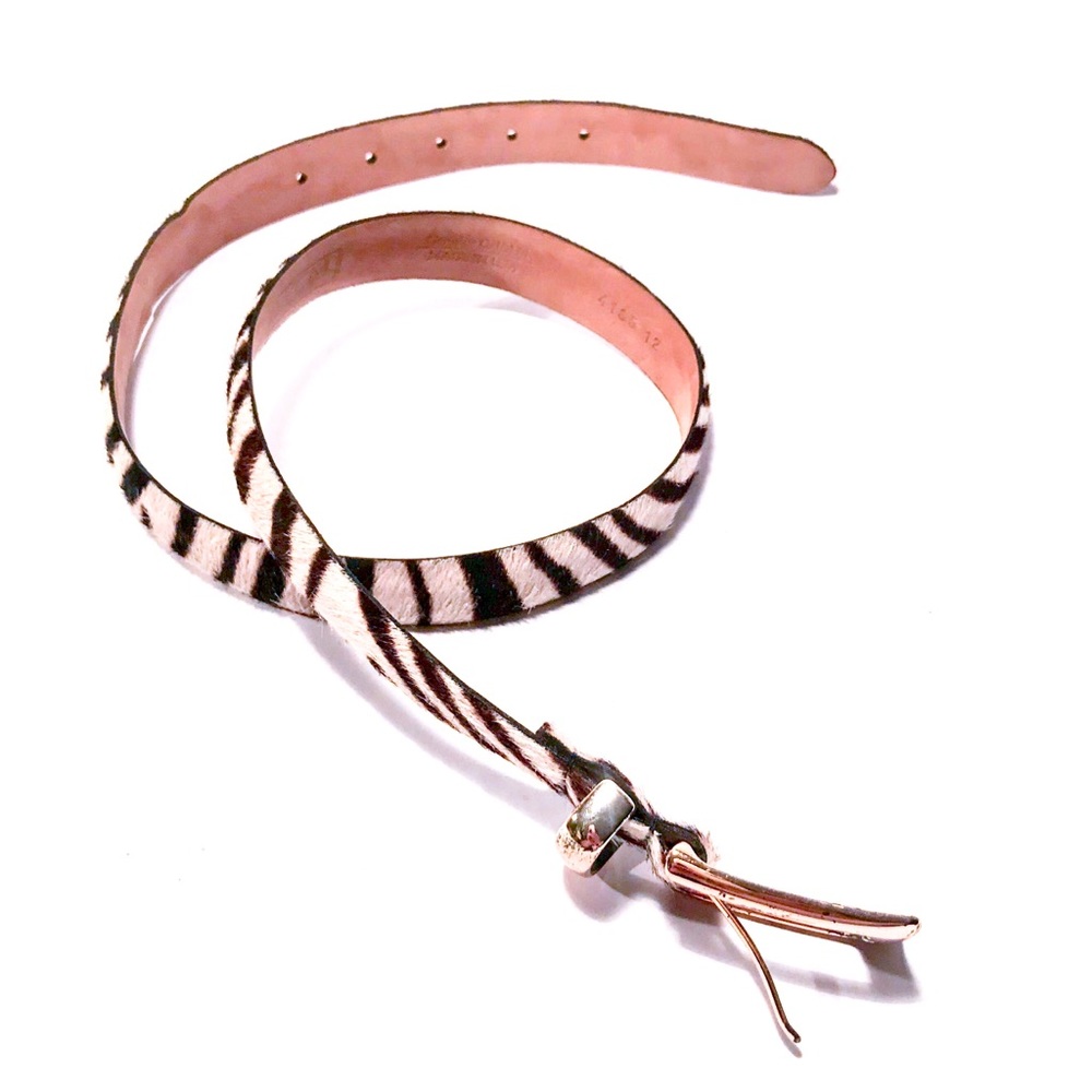 WCM New York Genuine Calfskin Calf Hair Zebra Belt